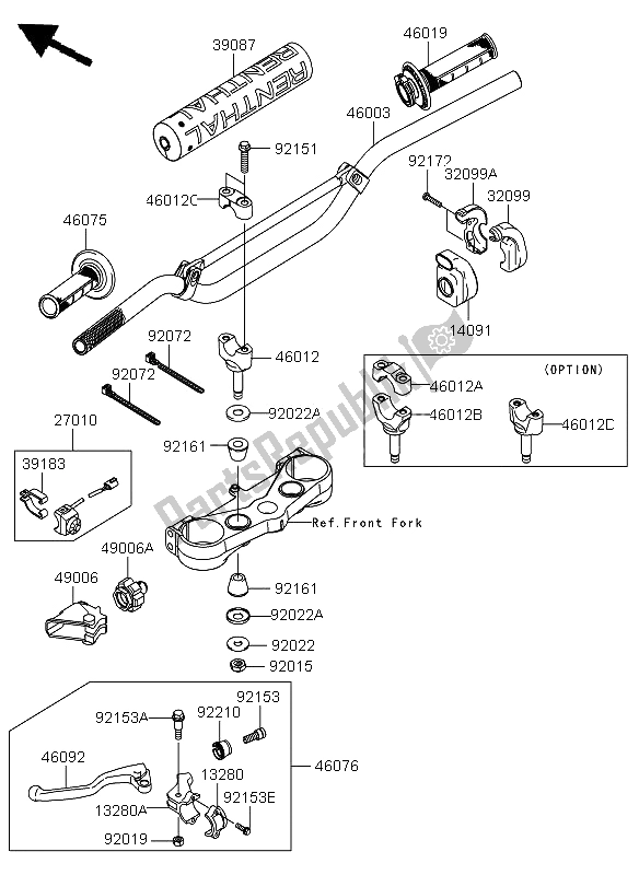 Tutte le parti per il Manubrio del Kawasaki KX 450F 2011