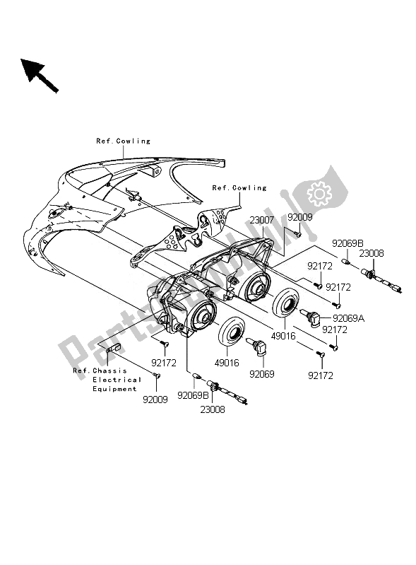 Toutes les pièces pour le Phare du Kawasaki Ninja ZX 10R 1000 2007