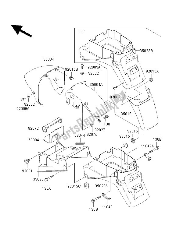 Tutte le parti per il Parabordi del Kawasaki Ninja ZX 7 RR 750 1996