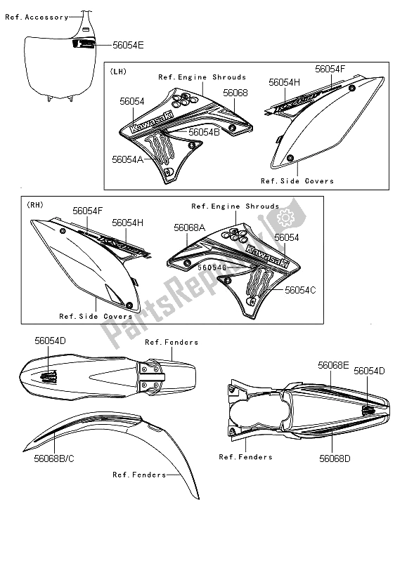 Tutte le parti per il Decalcomanie (ebano) del Kawasaki KX 450F 2009