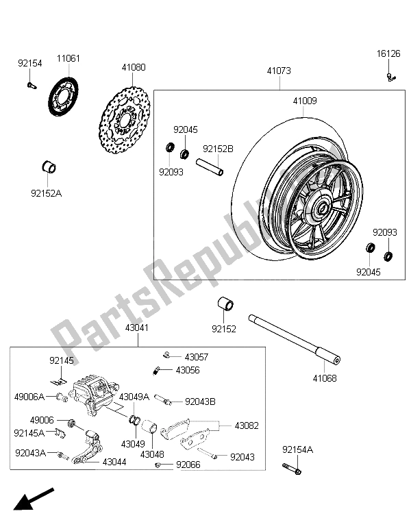 All parts for the Front Hub of the Kawasaki J 300 ABS 2015