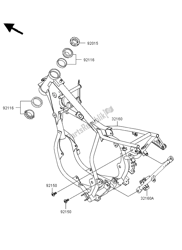 All parts for the Frame of the Kawasaki KX 65 2013