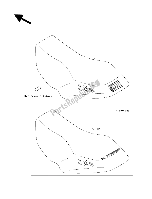 All parts for the Seat of the Kawasaki KVF 400 4X4 2000