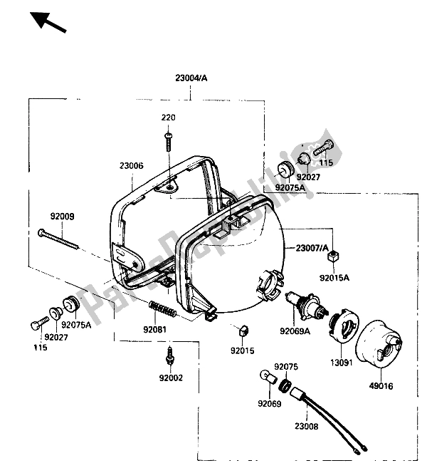 Toutes les pièces pour le Lampe Frontale du Kawasaki GPZ 750R 1986