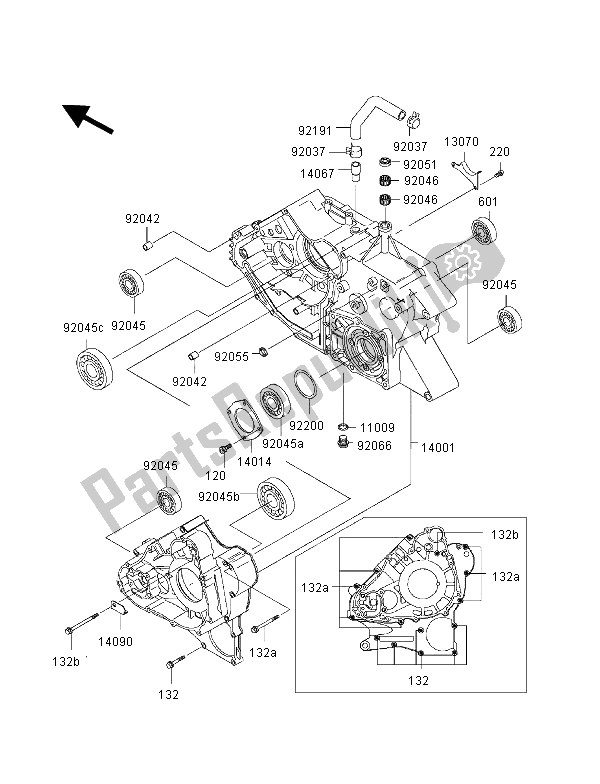 All parts for the Crankcase of the Kawasaki KVF 400 4X4 2002