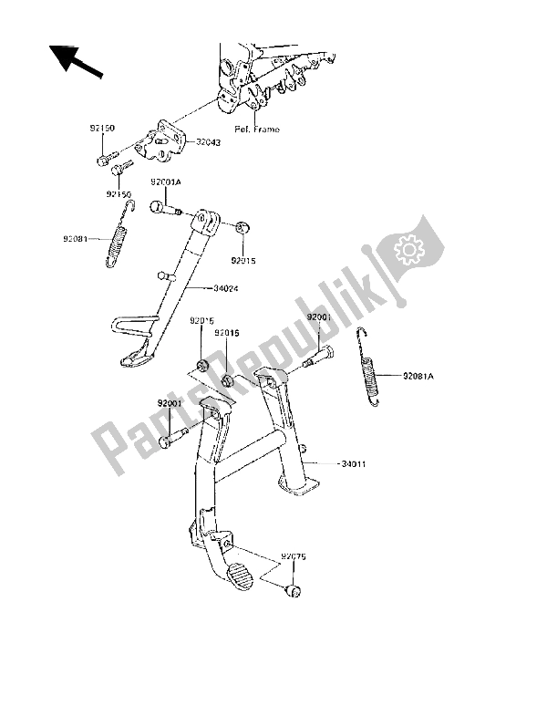 All parts for the Stand(s) of the Kawasaki GPX 250R 1989