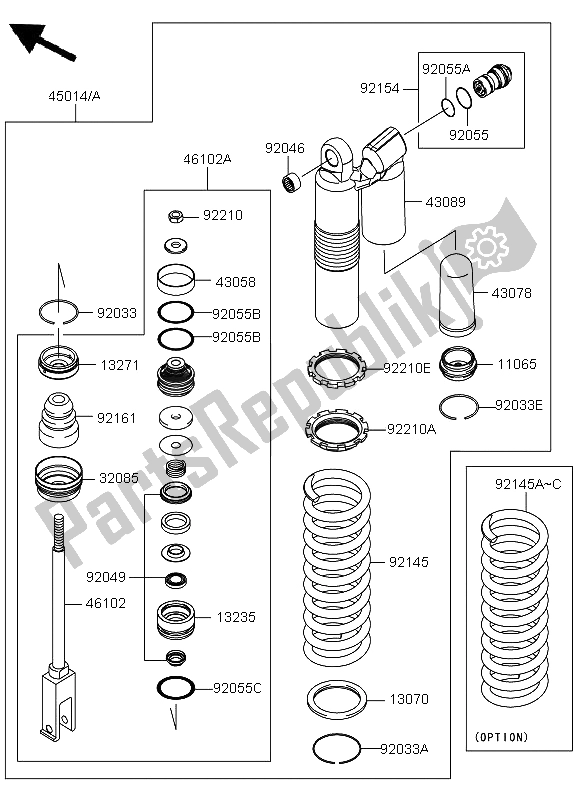 All parts for the Shock Absorber of the Kawasaki KX 250F 2011