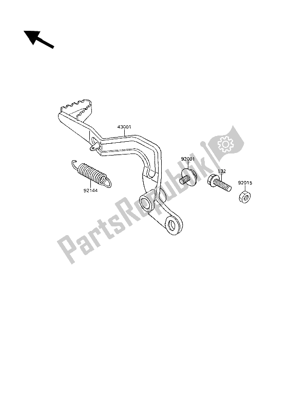 All parts for the Brake Pedal of the Kawasaki KX 80 1989