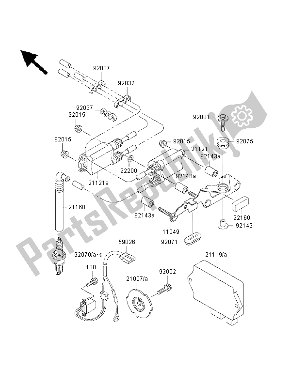 Todas as partes de Sistema De Ignição do Kawasaki Ninja ZX 7R 750 2000