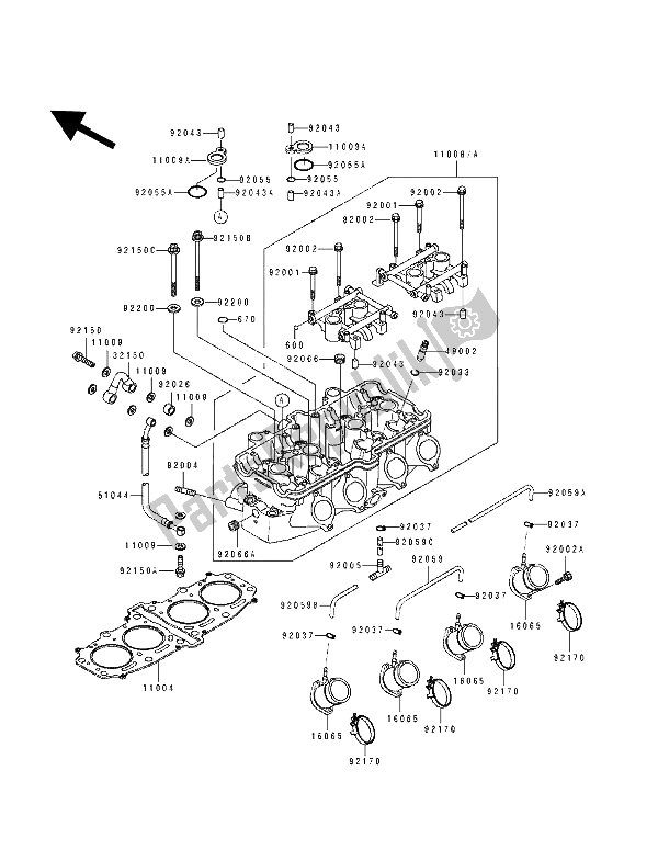 Todas las partes para Cabeza De Cilindro de Kawasaki ZZ R 600 1991