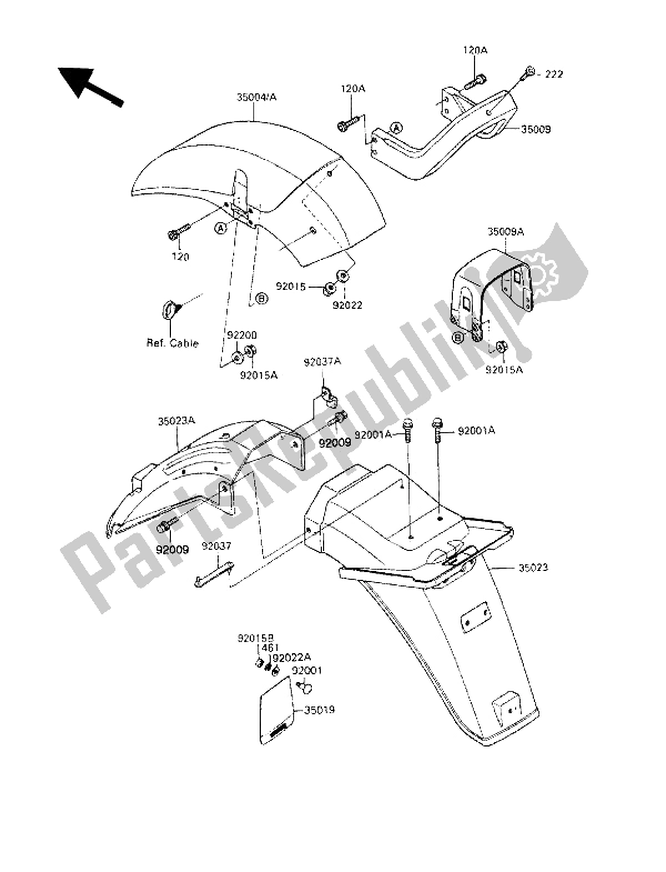 Tutte le parti per il Parafango del Kawasaki GPZ 900R 1993