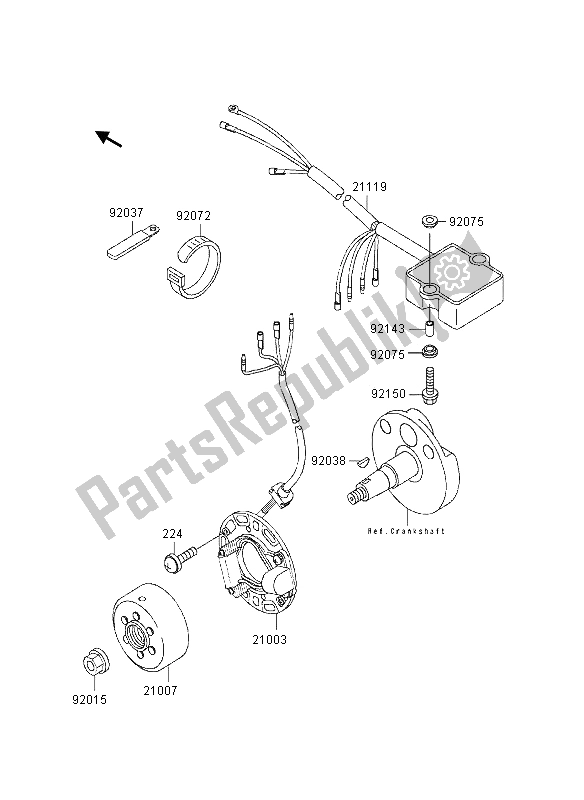 All parts for the Generator of the Kawasaki KX 80 SW LW 1997
