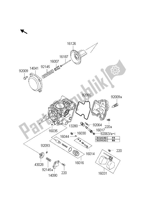 Todas as partes de Partes Do Carburador do Kawasaki KVF 650 4X4 2003