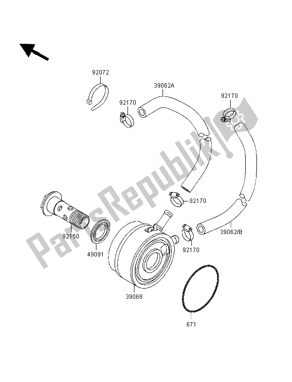 All parts for the Oil Cooler of the Kawasaki Ninja ZX 7R 750 1996