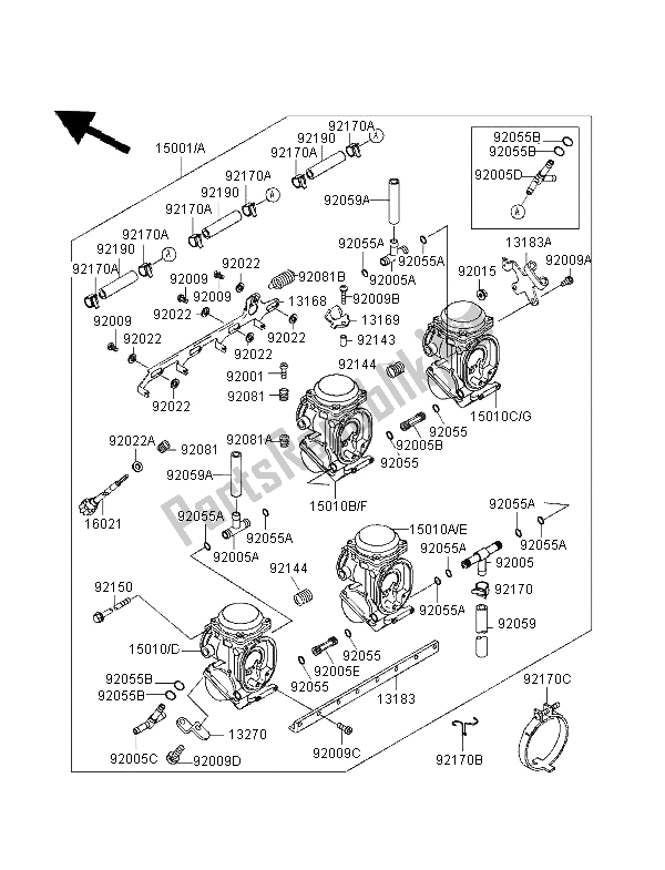 Tutte le parti per il Carburatore del Kawasaki ZXR 400 1995