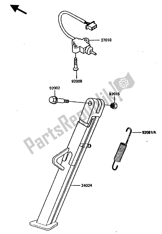 Alle onderdelen voor de Staan van de Kawasaki KLR 600 1986