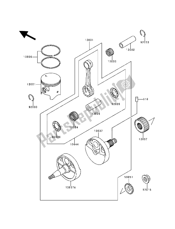 All parts for the Crankshaft & Piston(s) of the Kawasaki KDX 200 1994