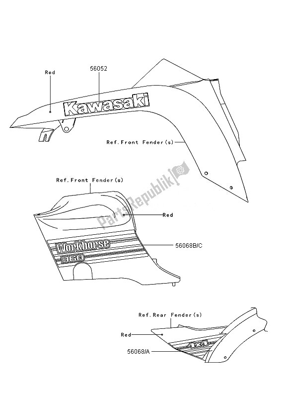 All parts for the Decals (red) (as) of the Kawasaki KVF 360 4X4 2010