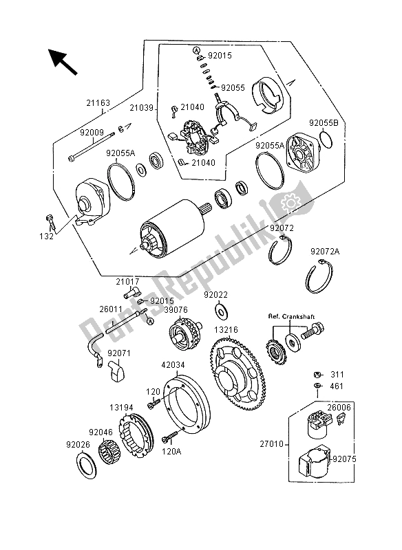 All parts for the Starter Motor of the Kawasaki VN 15 1500 1995