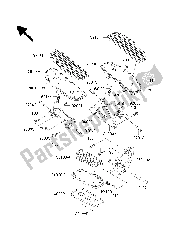 All parts for the Footrests of the Kawasaki VN 1500 Classic Tourer FI 2003