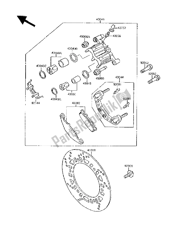 All parts for the Front Brake of the Kawasaki GPX 250R 1989