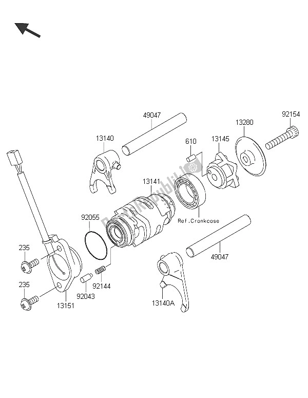 All parts for the Gear Change Drum & Shift Fork(s) of the Kawasaki KLX 110 2016