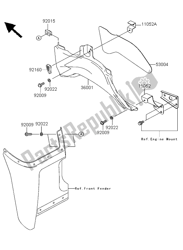 All parts for the Side Covers of the Kawasaki KVF 360 2004