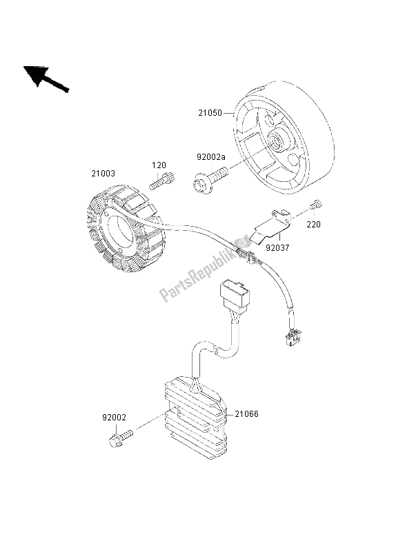 All parts for the Generator of the Kawasaki EN 500 2002