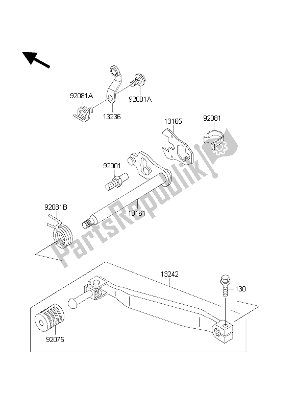 Tutte le parti per il Meccanismo Di Cambio Marcia del Kawasaki KLR 650C 2003