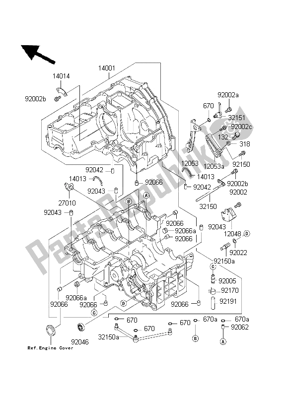 Todas las partes para Caja Del Cigüeñal de Kawasaki Ninja ZX 7R 750 2001