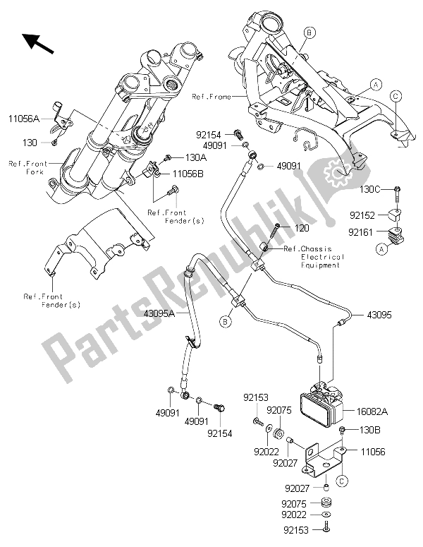 Toutes les pièces pour le Tuyauterie De Frein du Kawasaki Ninja 300 ABS 2015