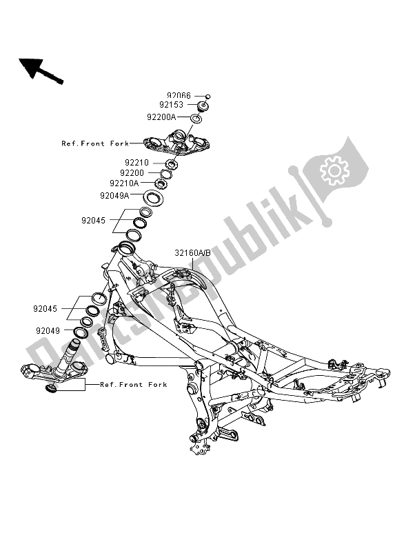 Tutte le parti per il Telaio del Kawasaki ER 6N 650 2006