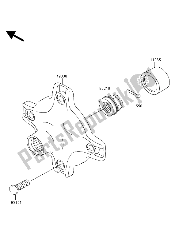 All parts for the Rear Hub of the Kawasaki KVF 360 2008