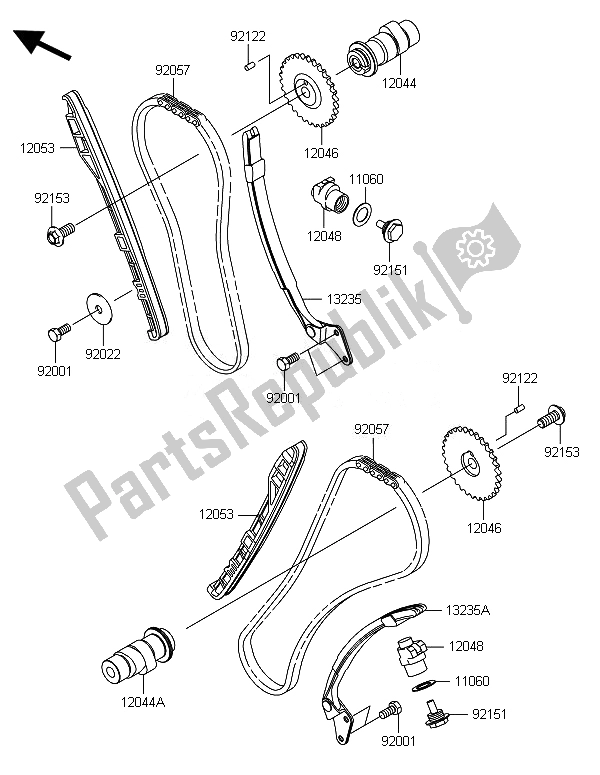 All parts for the Camshaft(s) & Tensioner of the Kawasaki VN 900 Classic 2014