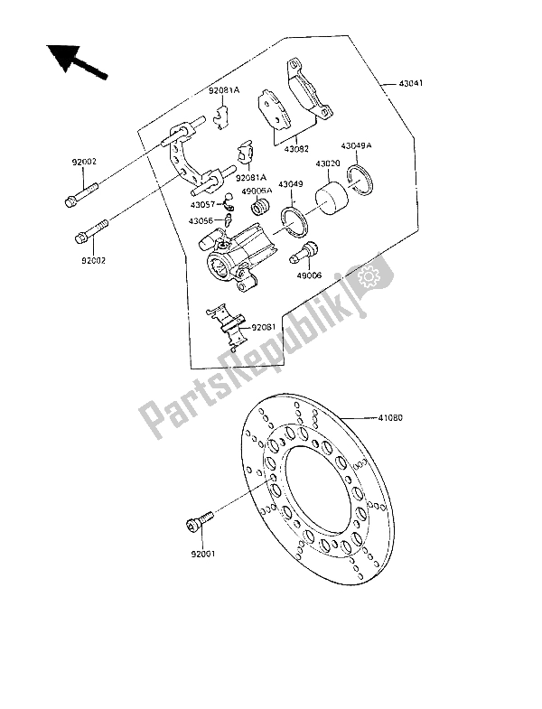 Tutte le parti per il Freno Anteriore del Kawasaki LTD 450 1986