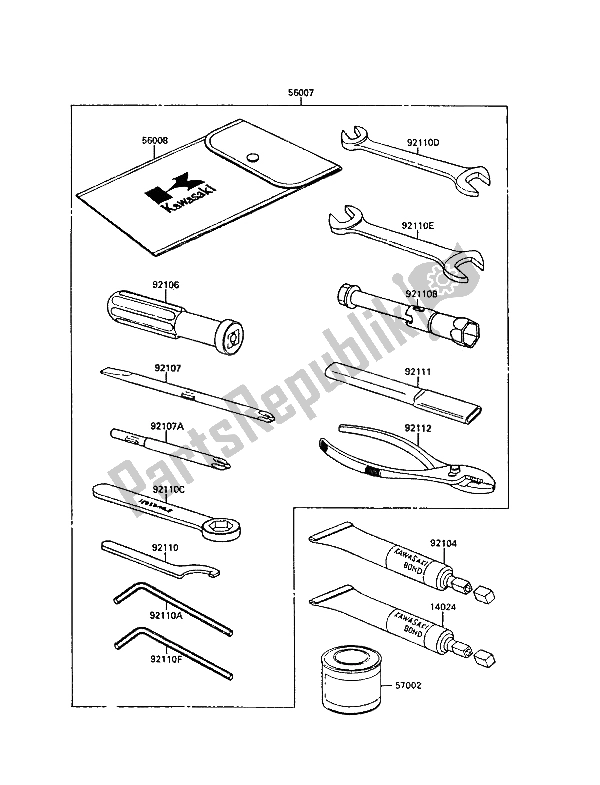 Tutte le parti per il Strumenti Proprietari del Kawasaki EL 250 1989