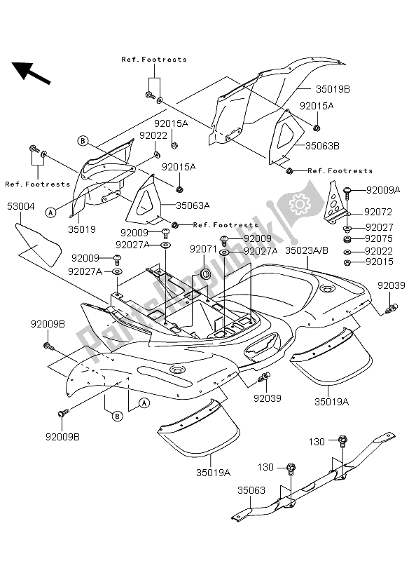 Todas las partes para Guardabarros Trasero de Kawasaki KVF 360 4X4 2006