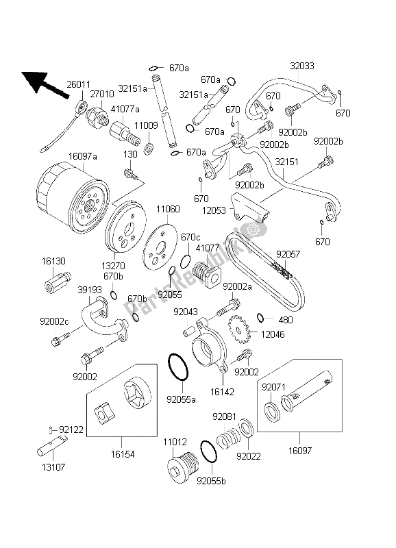 All parts for the Oil Pump of the Kawasaki VN 800 Drifter 1999