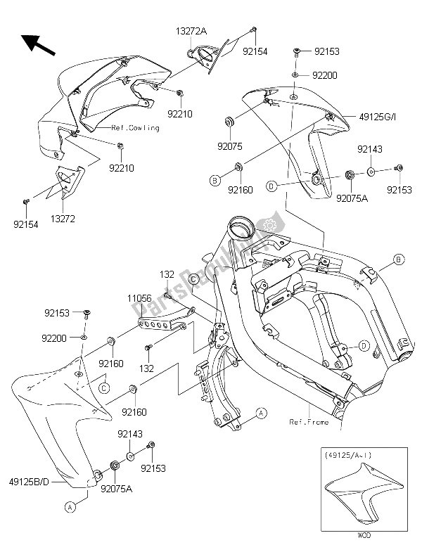 All parts for the Shroud of the Kawasaki ER 6N ABS 650 2015