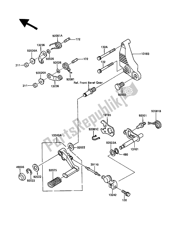 Toutes les pièces pour le Mécanisme De Changement De Vitesse du Kawasaki 1000 GTR 1989