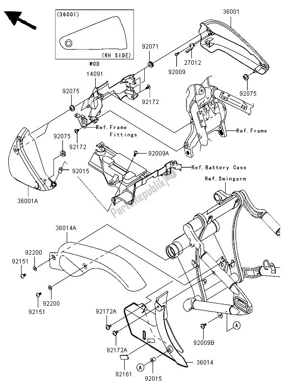 Toutes les pièces pour le Couvercle Latéral Et Couvercle De Chaîne du Kawasaki VN 2000 2006