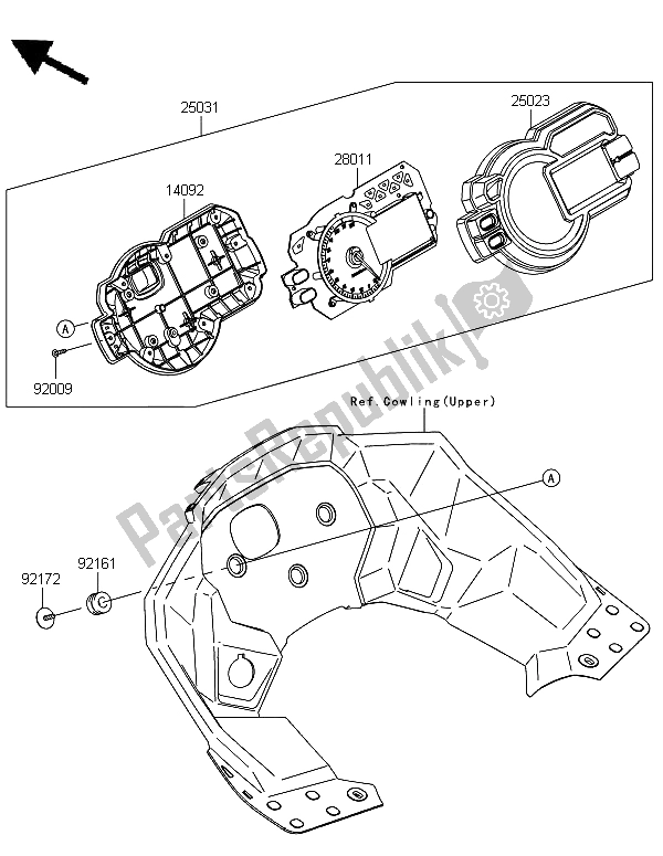 All parts for the Meter of the Kawasaki Versys 1000 2012