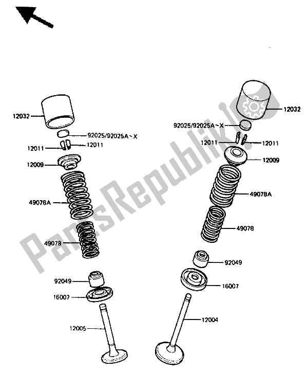 All parts for the Valve of the Kawasaki ZX 400 1987