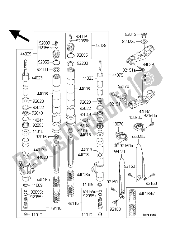 Wszystkie części do Przedni Widelec Kawasaki KX 85 SW 2003