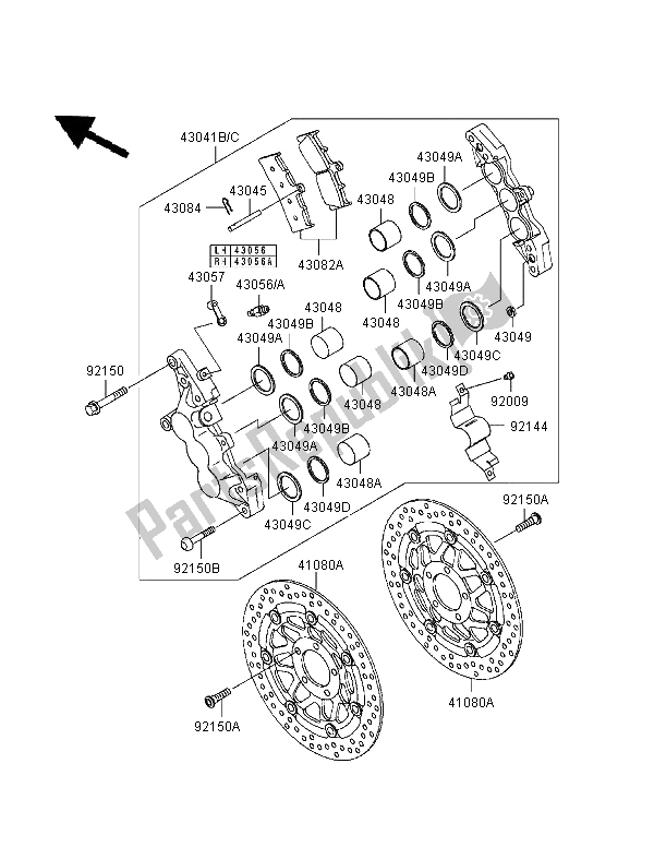 Todas as partes de Freio Dianteiro do Kawasaki Ninja ZX 9R 900 1999