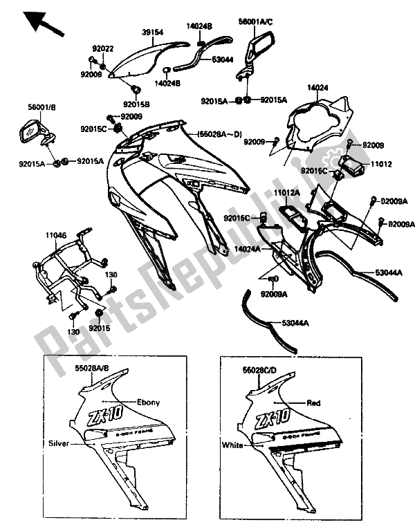 Todas las partes para Cubierta de Kawasaki ZX 10 1000 1988