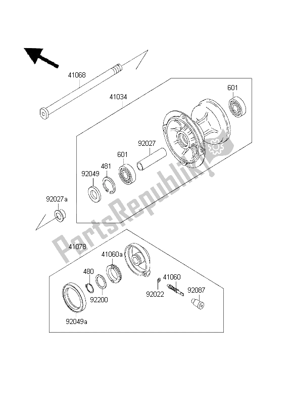 All parts for the Front Hub of the Kawasaki KLX 650 1995