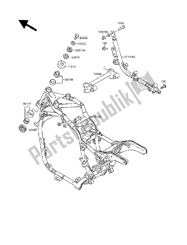 Todas las partes para Marco de Kawasaki VN 1500 SE 1990