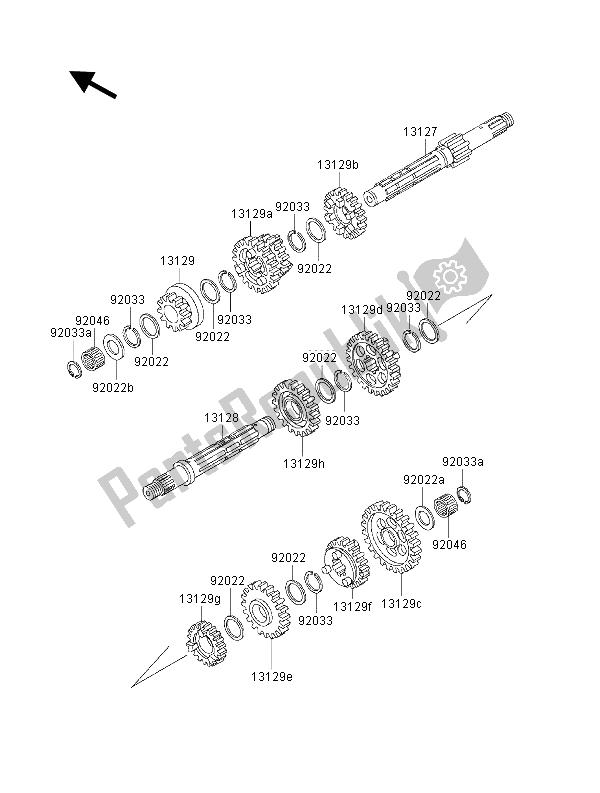 All parts for the Transmission of the Kawasaki KLF 300 2001