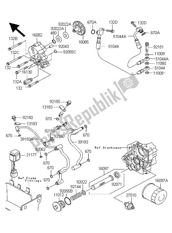 All parts for the Oil Pump of the Kawasaki VN 1600 Classic 2004